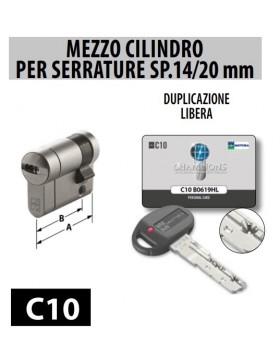 MEZZO CILINDRO CHAMPIONS C10 PER SERRATURE SPESSORE 14/20 MM