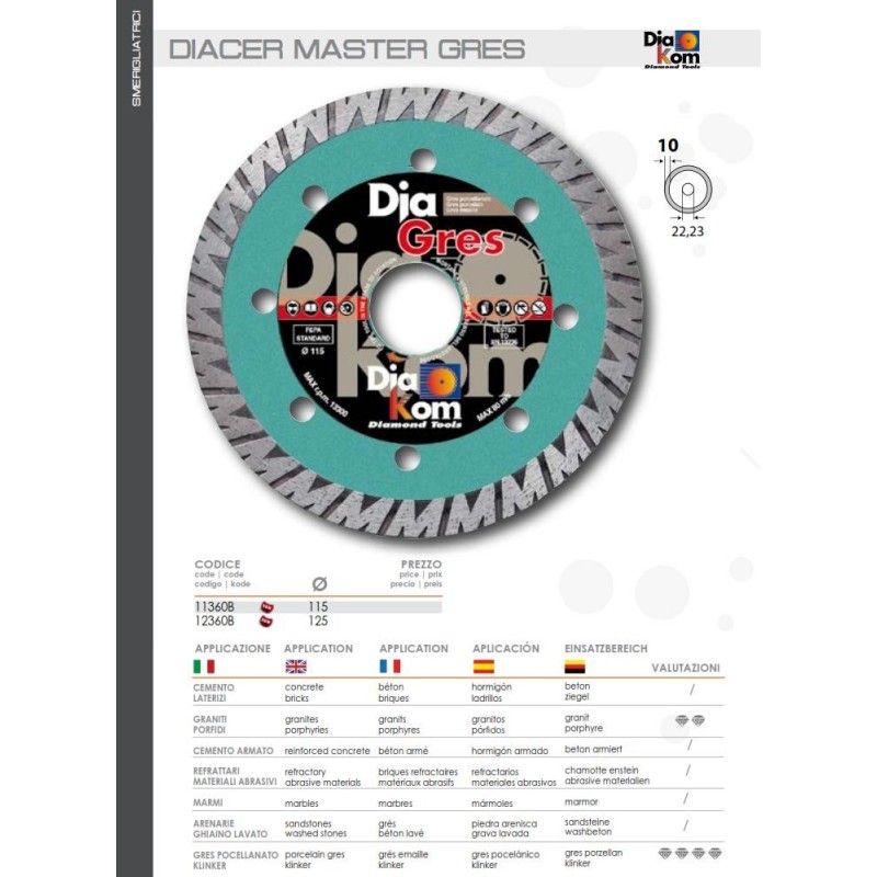 Disco Diacer completo di Porta-Disco - per Gres, Marmo e Granito - per fare  biselli e lucidare - le Grane di Diamante sono dentro il tessuto del disco